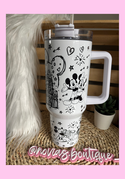 40oz MICKEY MINNIE BLK & WHT