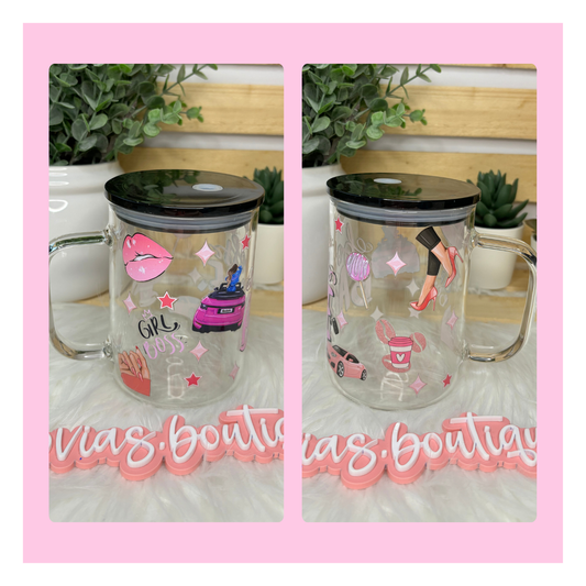 17oz CLEAR GLASS MUGS BOSS BABE