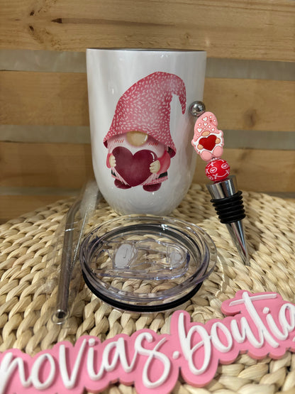 Gnome Wine Tumbler and matching Wine Topper