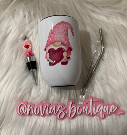 Gnome Wine Tumbler and matching Wine Topper