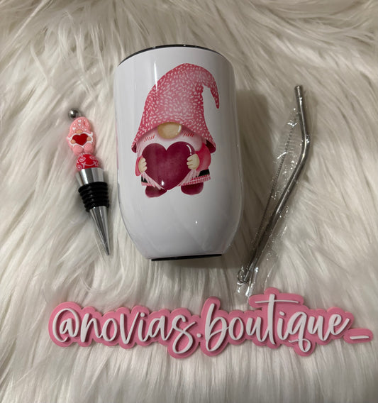 Gnome Wine Tumbler and matching Wine Topper