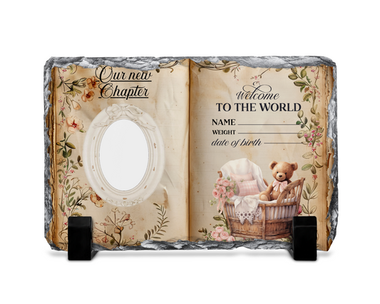 Birth Announcement Photo Stone Slate